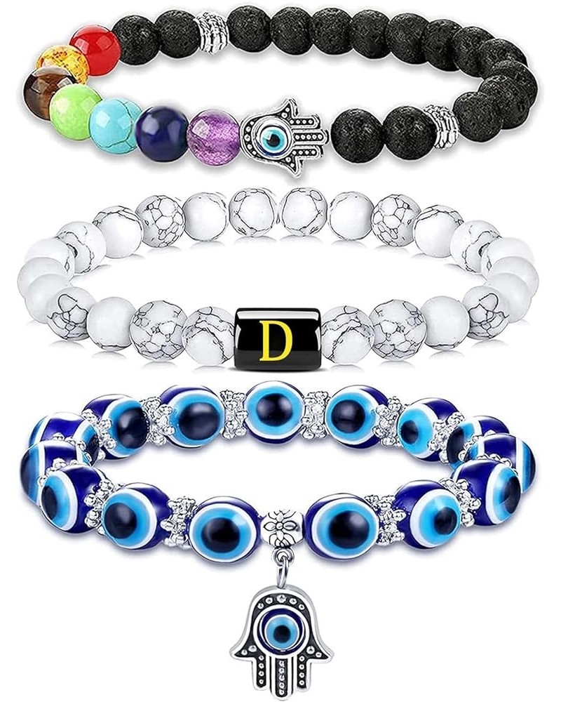 Initial Bracelets for Women Teen Girls | 14K Gold Plated Evil Eye Beaded Bracelets D-Initials $7.42 Bracelets