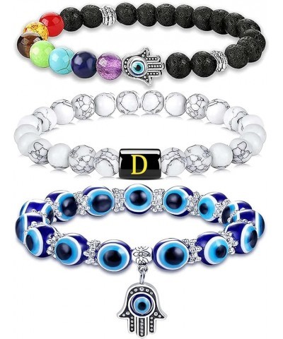 Initial Bracelets for Women Teen Girls | 14K Gold Plated Evil Eye Beaded Bracelets D-Initials $7.42 Bracelets