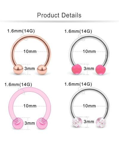 16G 14G Surgical Steel Horseshoe Nose Septum Rings Piercing Jewelry Cartilage Helix Tragus Earring Hoop Lip Horseshoe Piercin...