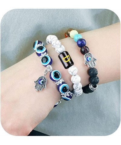 Initial Bracelets for Women Teen Girls | 14K Gold Plated Evil Eye Beaded Bracelets D-Initials $7.42 Bracelets