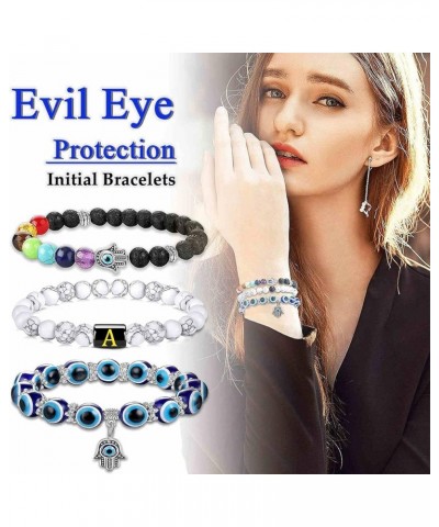 Initial Bracelets for Women Teen Girls | 14K Gold Plated Evil Eye Beaded Bracelets D-Initials $7.42 Bracelets