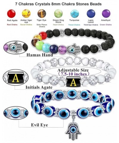 Initial Bracelets for Women Teen Girls | 14K Gold Plated Evil Eye Beaded Bracelets D-Initials $7.42 Bracelets