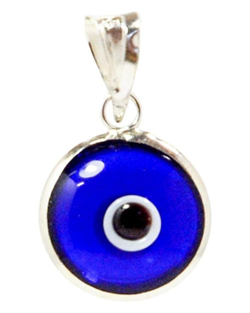 Authentic 925 Sterling Silver 10 MM Round Glass Evil Eye Charm Turkish Protection Pendant DIY - 14 Colors To Choose From Tran...