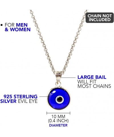 Authentic 925 Sterling Silver 10 MM Round Glass Evil Eye Charm Turkish Protection Pendant DIY - 14 Colors To Choose From Tran...