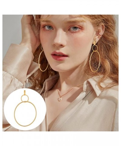 Dangle Hoop Earrings for Women Trendy Geometric Double Circle Large Silver Gold Hoop Earrings Set with Gifts Box Gold- 3 Pair...