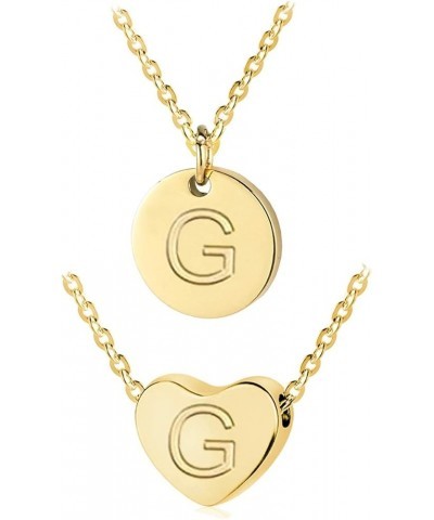 Heart and Disc Letter necklaces for Women Initial Pendant Necklace for Girls Silver G-Heart+Disc-Gold $8.09 Necklaces