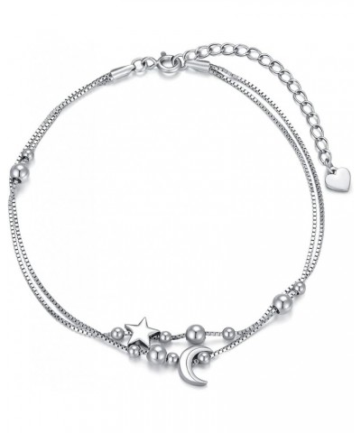 Sterling Silver Chain Bracelet Jewelry Gift For Women Girls Silver sun and moon $11.00 Bracelets