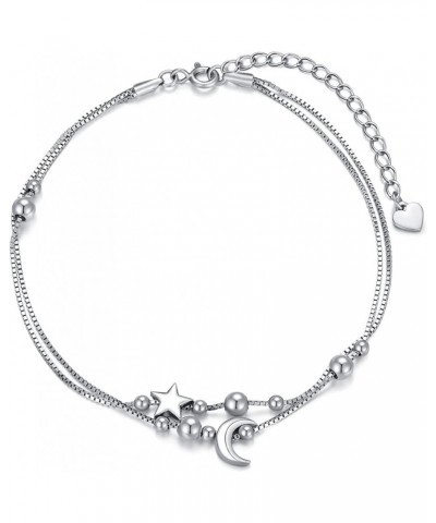 Sterling Silver Chain Bracelet Jewelry Gift For Women Girls Silver sun and moon $11.00 Bracelets