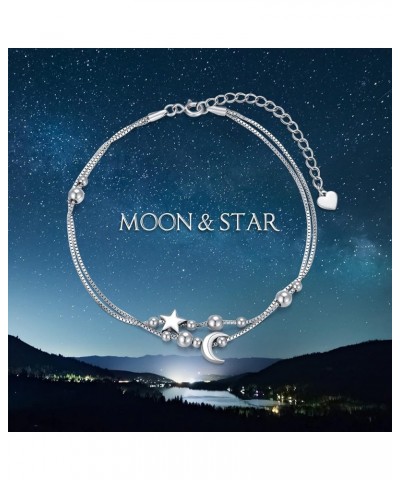 Sterling Silver Chain Bracelet Jewelry Gift For Women Girls Silver sun and moon $11.00 Bracelets