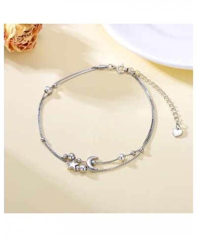 Sterling Silver Chain Bracelet Jewelry Gift For Women Girls Silver sun and moon $11.00 Bracelets