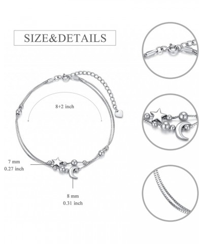 Sterling Silver Chain Bracelet Jewelry Gift For Women Girls Silver sun and moon $11.00 Bracelets