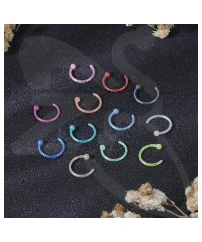 12pcs 20G Colorful Bioflex Flexible Nose Retainer Rings, Bioplastic Bendable Clear Nose Studs Nostril Piercing Jewelry for Wo...