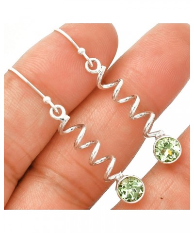 Natural Multi Stone Round Shape 925 Silver Earrings DGE1078 E-1047 Prasiolite (Green Amethyst) $11.79 Earrings