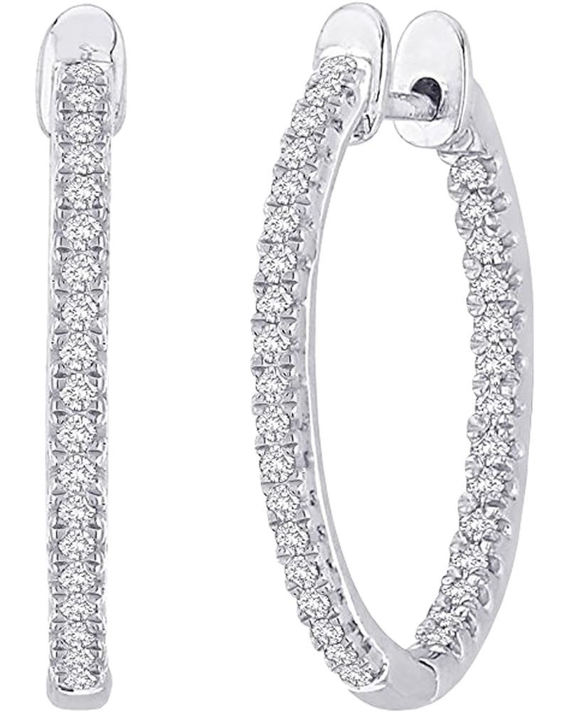 1-5 Carat Total Weight Inside Out Diamond Hoop Earrings Premium Collection (H-I Color SI1-SI2 Clarity) White Gold 1.0 carats ...