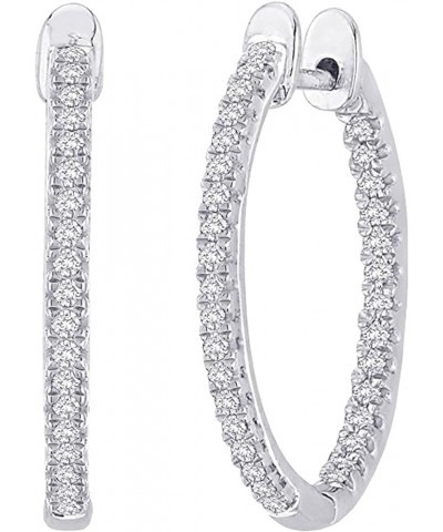 1-5 Carat Total Weight Inside Out Diamond Hoop Earrings Premium Collection (H-I Color SI1-SI2 Clarity) White Gold 1.0 carats ...