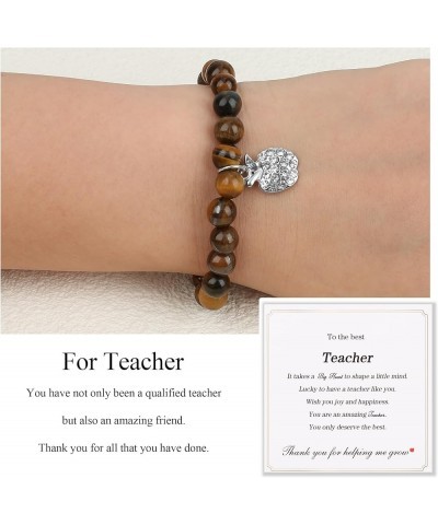 Teacher Appreciation Gifts Bracelets, Teacher Christmas Birthday Valentine Gifts for Women Men, Stretch Beads Bracelet Jewelr...