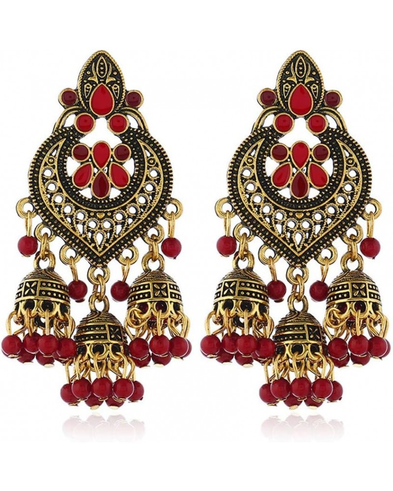 ASHMITA Bohemian earrings unique alloy tassel bells earrings exotic porcelain beads fashion earrings for women Red $10.43 Ear...