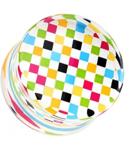 Classic Checker Inlay Double Flared WildKlass Ear Gauge Plug (Sold as Pairs) 1/2" (12.5mm) Rainbow $11.18 Body Jewelry