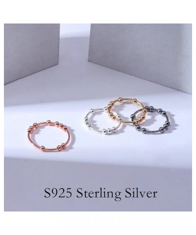 Anxiety Ring for Women, S925 Sterling Silver Fidget Rings for Anxiety Spinner Ring Anxiety Ring with Beads Spinner Stress Rel...