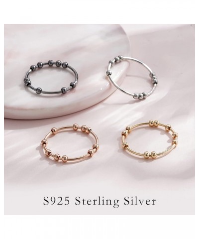 Anxiety Ring for Women, S925 Sterling Silver Fidget Rings for Anxiety Spinner Ring Anxiety Ring with Beads Spinner Stress Rel...