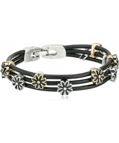 Two Tone Flower Woven Leather Bracelet $12.48 Bracelets