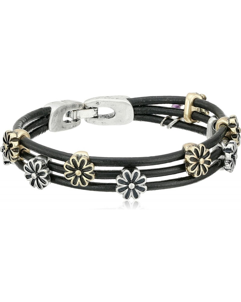 Two Tone Flower Woven Leather Bracelet $12.48 Bracelets