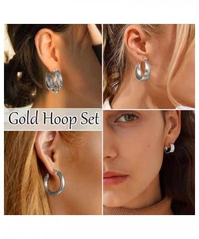 45 Pairs Gold Hoop Earrings Set for Women Multipack, Hypoallergenic Chunky Twisted Earring Pack, Gold Small Big Hoops Earring...