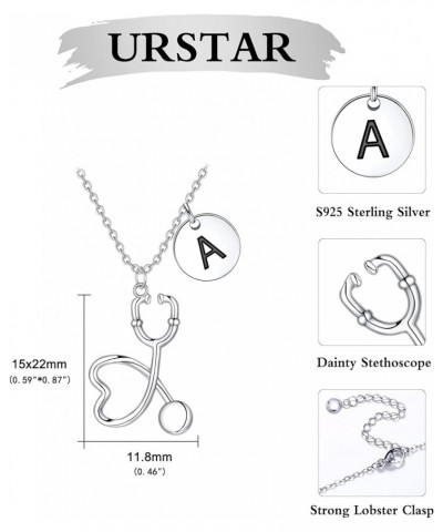 Nurse Gifts for Women, S925 Sterling Silver Initial Stethoscope Necklace for Nurse Medical Assistant RN Gifts Nurse Week Gift...