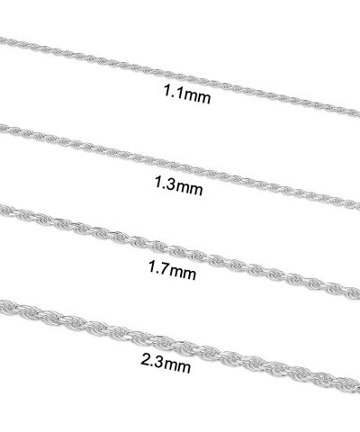 Sterling Silver Diamond-Cut Rope Chain Necklace Bracelet Anklet For Women and Men (1.1 mm, 1.3 mm, 1.7 mm or 2.3 mm) 22 inch ...