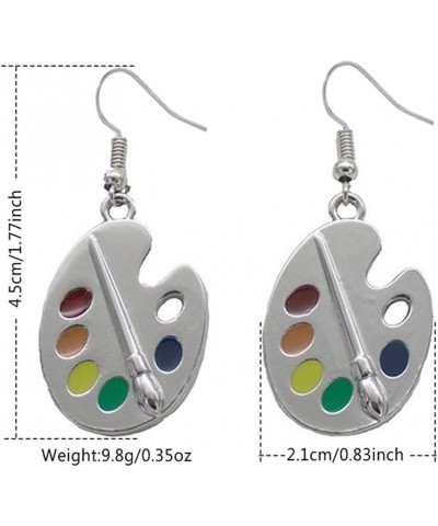 Unique Charm Enamel Paint Palette Dangle Earrings Stainless Steel Paint Brush Drop Earrings For Women Artist Painter Jewelry ...