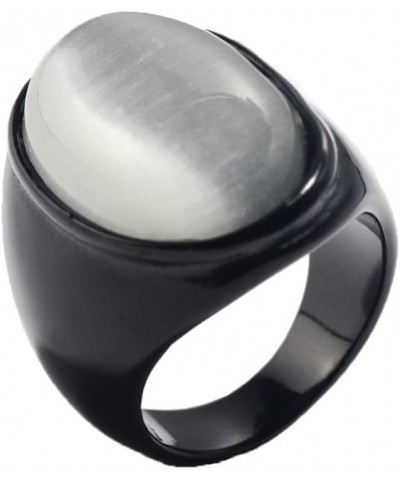 Men's Women's Stainless Steel Gemstone Ring Multi Colors Black White $8.47 Rings