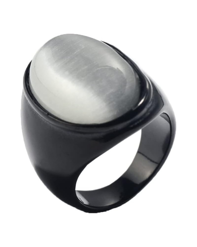 Men's Women's Stainless Steel Gemstone Ring Multi Colors Black White $8.47 Rings