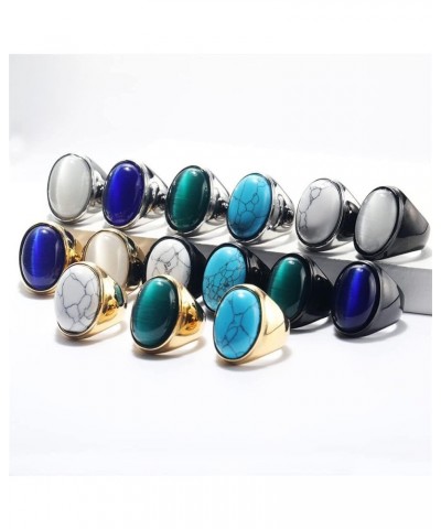 Men's Women's Stainless Steel Gemstone Ring Multi Colors Black White $8.47 Rings