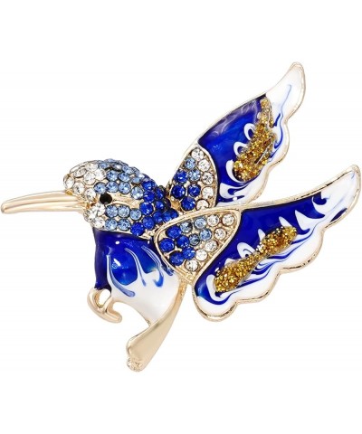 Crystal Bird Brooch Pin Rhinestone Animal Clothing Corsage for Women Hummingbird - Blue $9.00 Brooches & Pins