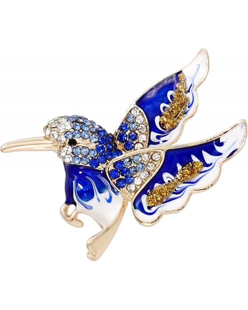 Crystal Bird Brooch Pin Rhinestone Animal Clothing Corsage for Women Hummingbird - Blue $9.00 Brooches & Pins