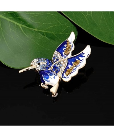 Crystal Bird Brooch Pin Rhinestone Animal Clothing Corsage for Women Hummingbird - Blue $9.00 Brooches & Pins