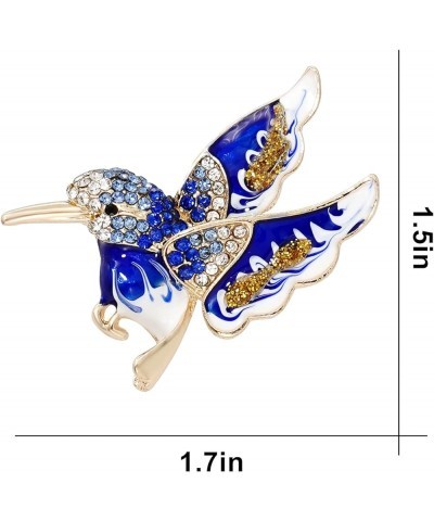 Crystal Bird Brooch Pin Rhinestone Animal Clothing Corsage for Women Hummingbird - Blue $9.00 Brooches & Pins