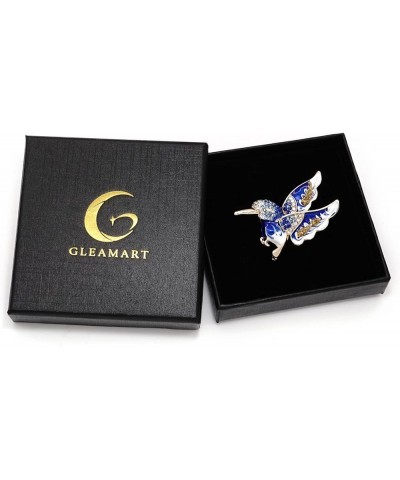 Crystal Bird Brooch Pin Rhinestone Animal Clothing Corsage for Women Hummingbird - Blue $9.00 Brooches & Pins