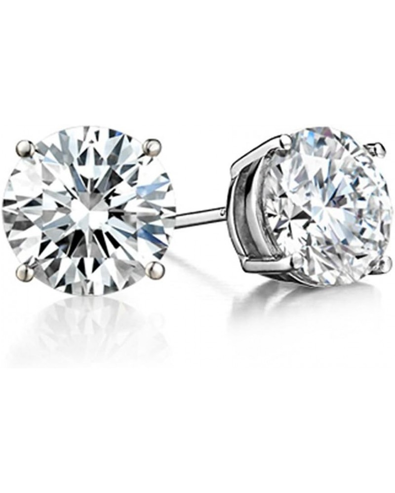 Solid 925 Sterling Silver Cubic Zirconia CZ Solitaire Stud Earrings (Round & Princess) 5 Millimeters Round Cut $11.32 Earrings