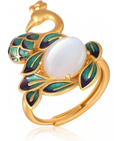 Phoenix Jade Rings for Women - Opening Adjustable Gold-plated Copper Chinese Ethnic Ring $6.47 Rings