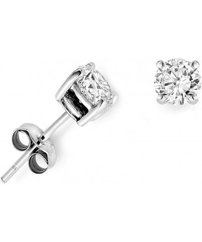 Solid 925 Sterling Silver Cubic Zirconia CZ Solitaire Stud Earrings (Round & Princess) 5 Millimeters Round Cut $11.32 Earrings