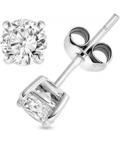 Solid 925 Sterling Silver Cubic Zirconia CZ Solitaire Stud Earrings (Round & Princess) 5 Millimeters Round Cut $11.32 Earrings