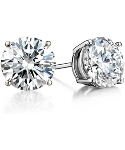 Solid 925 Sterling Silver Cubic Zirconia CZ Solitaire Stud Earrings (Round & Princess) 5 Millimeters Round Cut $11.32 Earrings