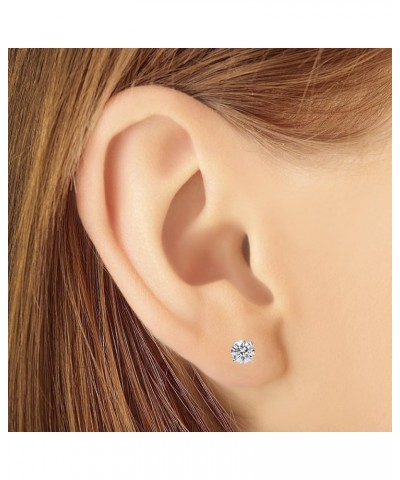 Solid 925 Sterling Silver Cubic Zirconia CZ Solitaire Stud Earrings (Round & Princess) 5 Millimeters Round Cut $11.32 Earrings