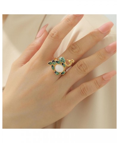 Phoenix Jade Rings for Women - Opening Adjustable Gold-plated Copper Chinese Ethnic Ring $6.47 Rings