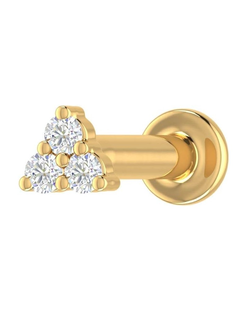 0.03 to 1/10 Carat 3-Stone Diamond Nose Pin Stud in 18K Gold (SI1-SI2 Clarity) Yellow Gold 0.03 carats $51.60 Body Jewelry