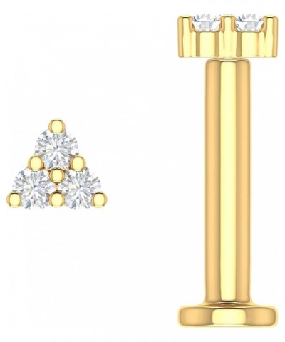 0.03 to 1/10 Carat 3-Stone Diamond Nose Pin Stud in 18K Gold (SI1-SI2 Clarity) Yellow Gold 0.03 carats $51.60 Body Jewelry