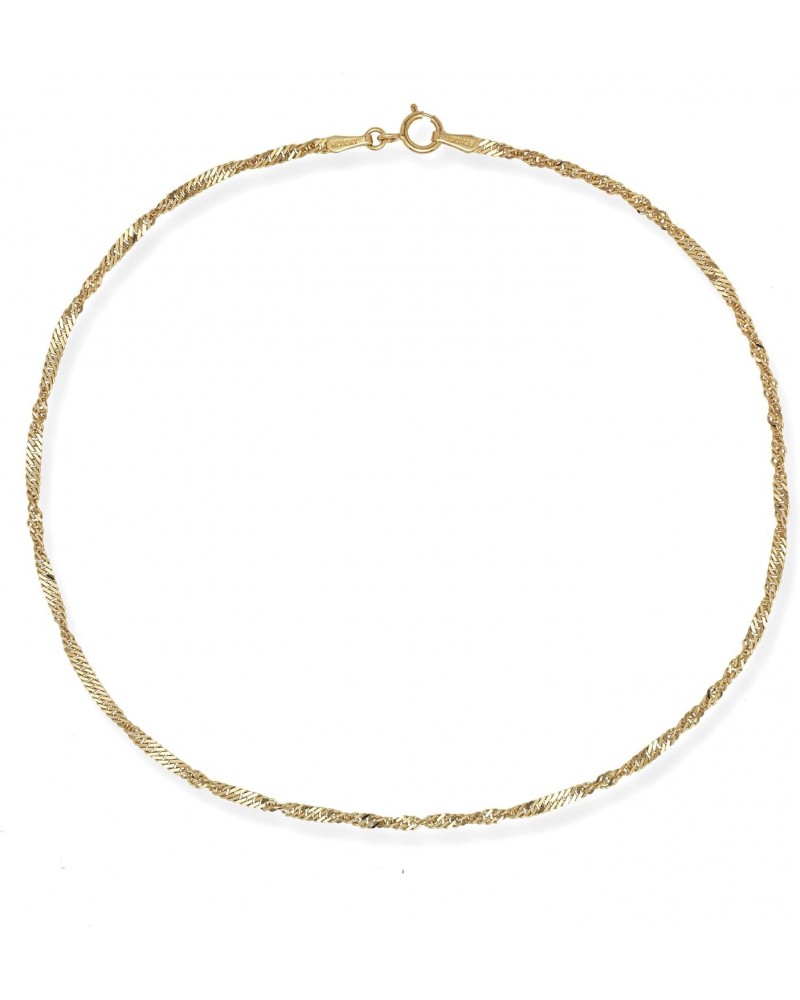 10k Real Yellow Gold 10" 1.5mm Diamond-Cut Singapore Chain Anklet - Gold Ankle Bracelet for Women $38.64 Anklets