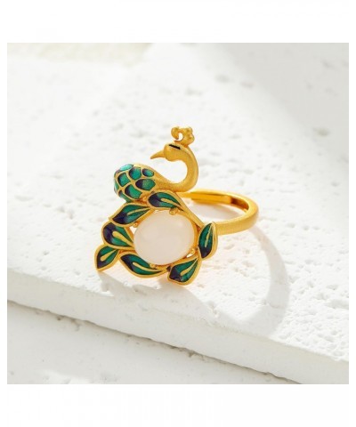 Phoenix Jade Rings for Women - Opening Adjustable Gold-plated Copper Chinese Ethnic Ring $6.47 Rings