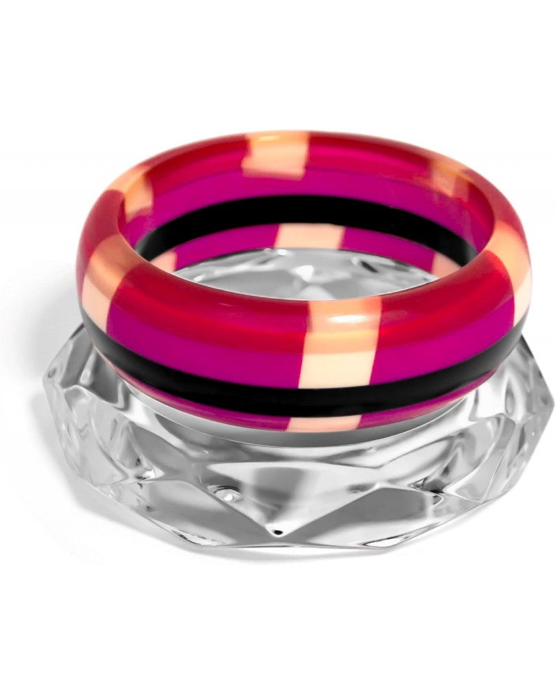 Ever Elation from Purehands Studio is a value set of two - Purple resin Bangle with Diagonal check design and a crystal clear...